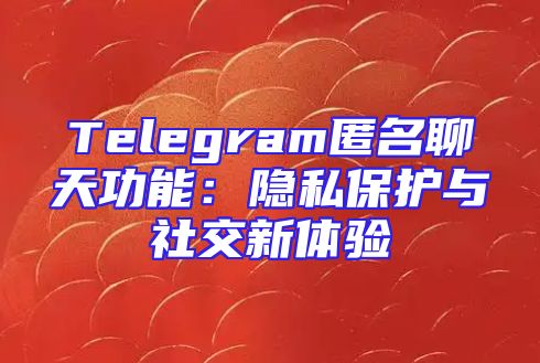 Telegram匿名聊天功能：隐私保护与社交新体验