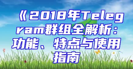 《2018年Telegram群组全解析：功能、特点与使用指南