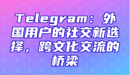 Telegram：外国用户的社交新选择，跨文化交流的桥梁