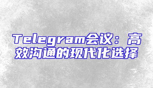 Telegram会议：高效沟通的现代化选择