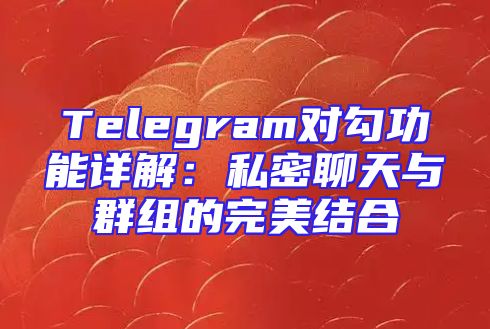 Telegram对勾功能详解：私密聊天与群组的完美结合