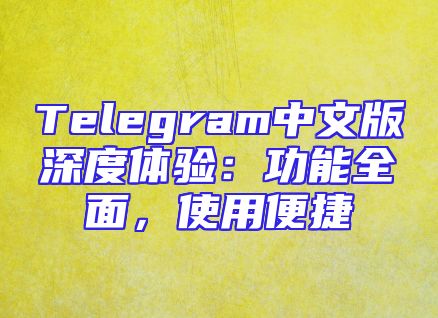 Telegram中文版深度体验：功能全面，使用便捷