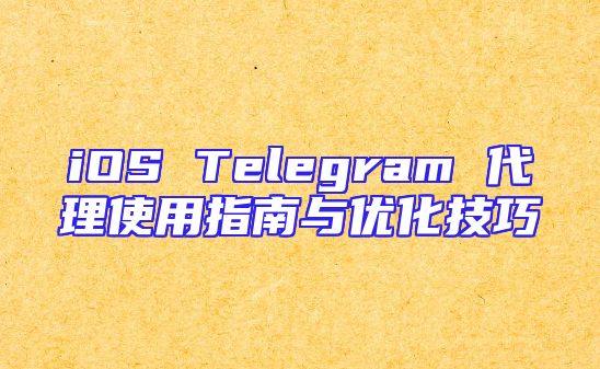 iOS Telegram 代理使用指南与优化技巧