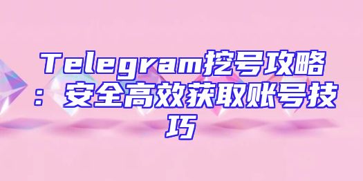 Telegram挖号攻略：安全高效获取账号技巧