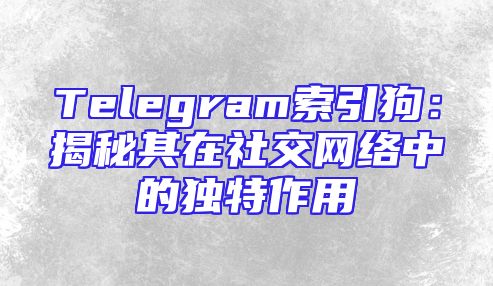 Telegram索引狗：揭秘其在社交网络中的独特作用